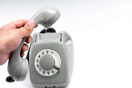 Rotary dial handset for answerの写真素材