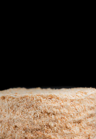 Fresh cake on black backgroundの写真素材