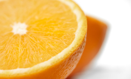 Ripe orange on a white backgroundの写真素材
