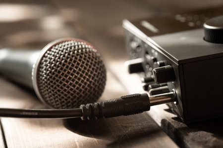 Microphone and connector for connectionの写真素材