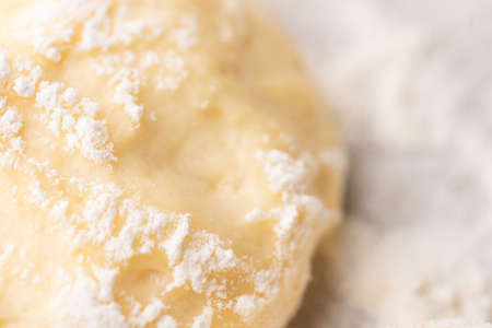 Dough and flour for further bakingの写真素材