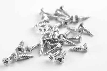 New self-tapping screws on a white backgroundの写真素材