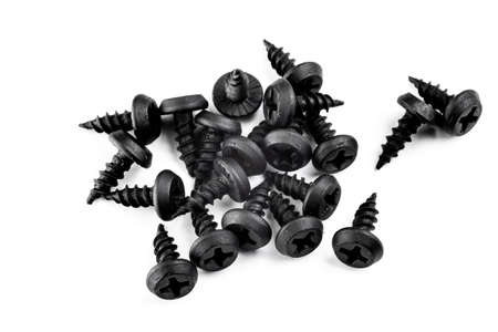 New screws on a black backgroundの写真素材
