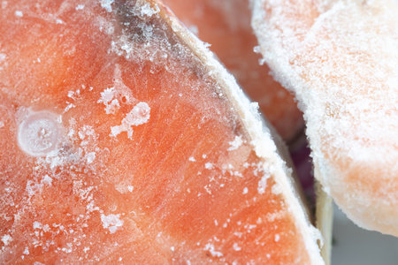 Frozen fish as background or textureの写真素材