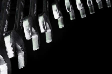 Wrenches on black backgroundの写真素材