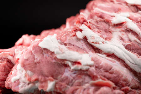 Chunks of cut raw meatの写真素材