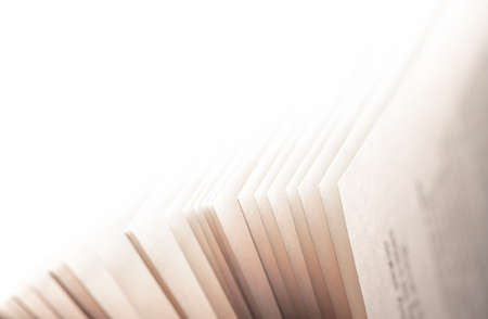 Sheets of an open book in the rays of light