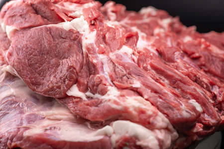 Chunks of cut raw meatの写真素材