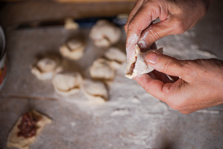 Sculpt dumplings with your handsの写真素材