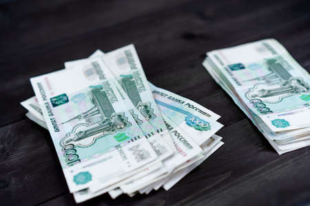 A bundle of Russian money for 1000 rublesの写真素材