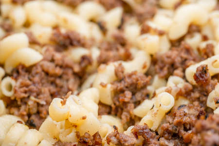 Pasta with meat as backgroundの写真素材