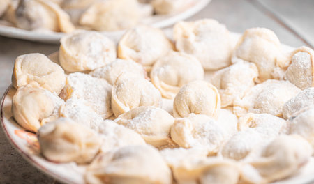 Dumplings made of dough with meatの写真素材