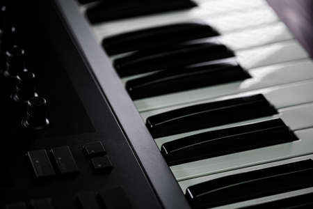 Black and white midi keyboard keysの写真素材