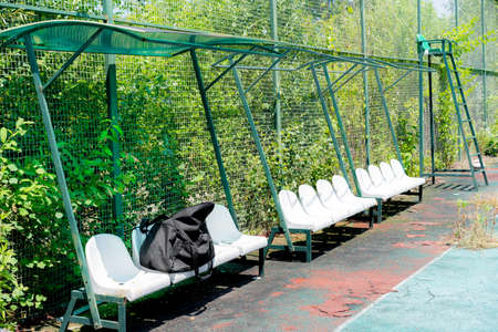 Canopy seats on the tennis courtの写真素材