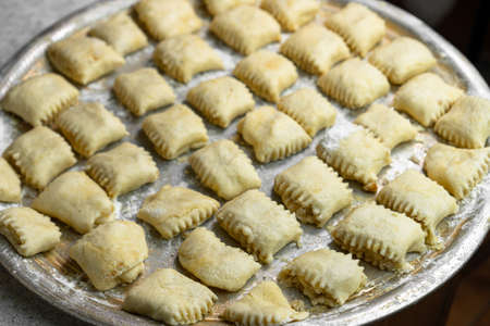 Making cookies from prepared doughの写真素材