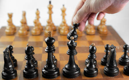 Chess game, first move with black piecesの写真素材