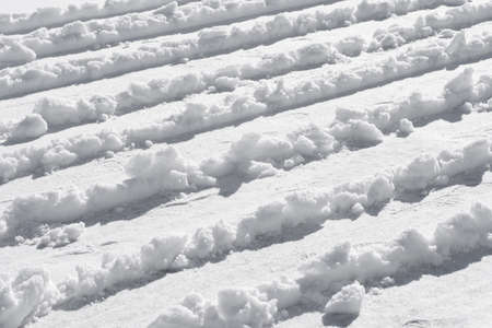 Snow paths on the groundの写真素材