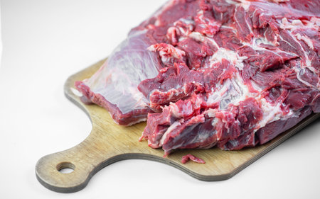 Piece of minced meat on a white backgroundの写真素材