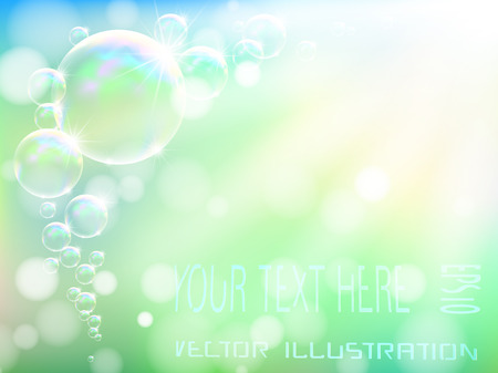 Transparent soap bubble on nature backgroundのイラスト素材
