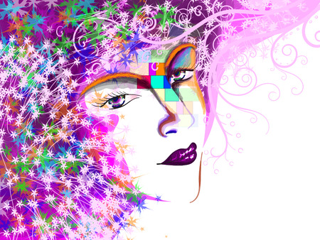 Woman face, With hand drawing fashion illustration.のイラスト素材