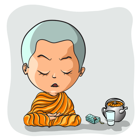 Novice sitting for concentration.のイラスト素材