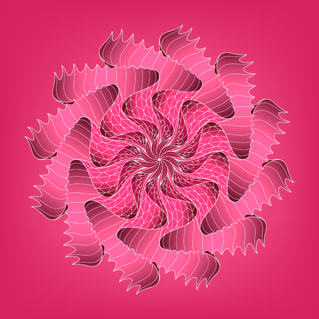 Fractal line spiral with red background.のイラスト素材
