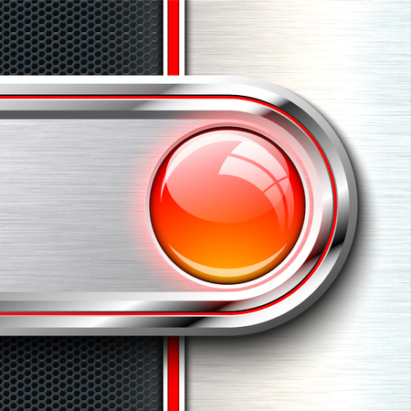 Red glass button on monochrome solid material sheet.のイラスト素材