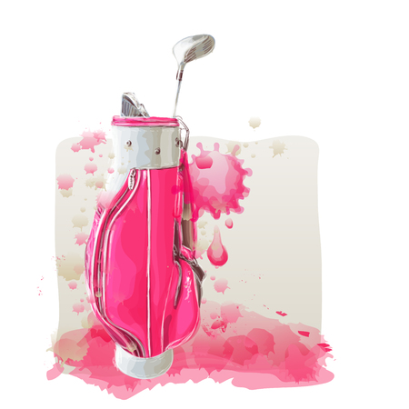 Pink golf back on watercolor painting in vector art.のイラスト素材