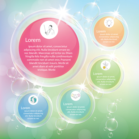 Transparent bubbles infographic with pastel color.のイラスト素材