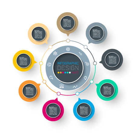 Circle label infographic with step by steps.のイラスト素材
