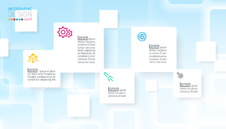 Square infographics on blue abstract backgroundのイラスト素材