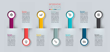 Vector Infographic 3d long circle label, infographic with number 7 options processes.のイラスト素材