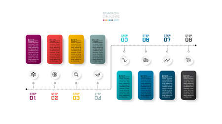 Design square 8 steps can use with business and marketing report,study and analysis results from vector infographic design.のイラスト素材