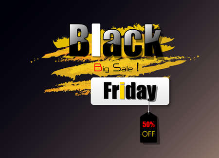 Vector design Black Friday black and yellow tone for use promote and promotions.のイラスト素材