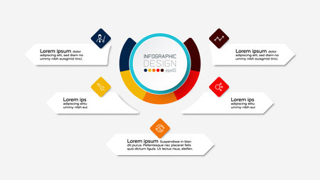 Design circle diagrams can be used to describe organizations, studies, or presentations. infographic.のイラスト素材