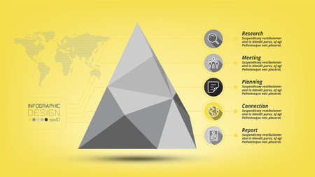 Newly designed polygonal pyramid for analyzing and presenting data and reporting on business growth. vector infographic.のイラスト素材