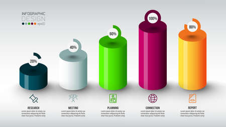 Business concept infographic template with percentage option.のイラスト素材
