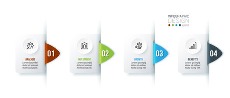Business infographic  template with step or option design.のイラスト素材