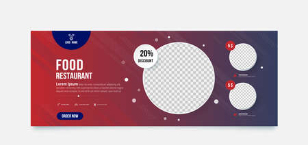 Food restaurant discount banner template.のイラスト素材