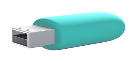 USB drive isolated on white background. 3D rendering. Computer generated image.