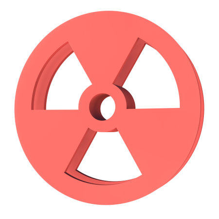 Radiation symbol on white background. 3d rendering. Illustration.の写真素材