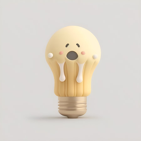 3D lightbulb with a funny face in it.