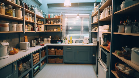 The Pantry room of a beautiful bright modern style house. AI Generated.の素材