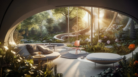Garden Room of a beautiful futuristic design. AI Generated.の素材