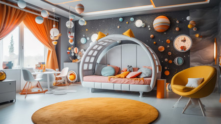 Bedroom of a beautiful futuristic design. AI Generated.の素材