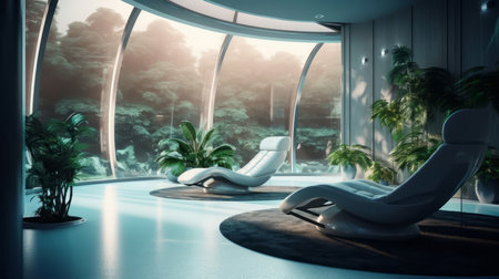 Solarium room of a beautiful futuristic design. AI Generated.の素材