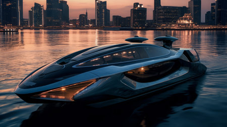 Boat of a beautiful Transportation with futuristic design. AI Generated.の素材