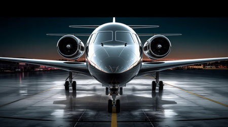 Airplane of a beautiful Transportation with futuristic design. AI Generated.の素材