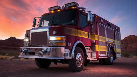 Fire truck of a beautiful Transportation with futuristic design. AI Generated.の素材