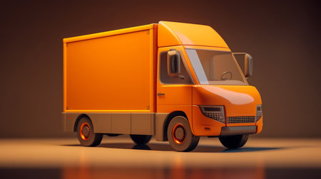 Parcel delivery small truck of a beautiful Transportation with futuristic design. AI Generated.の素材